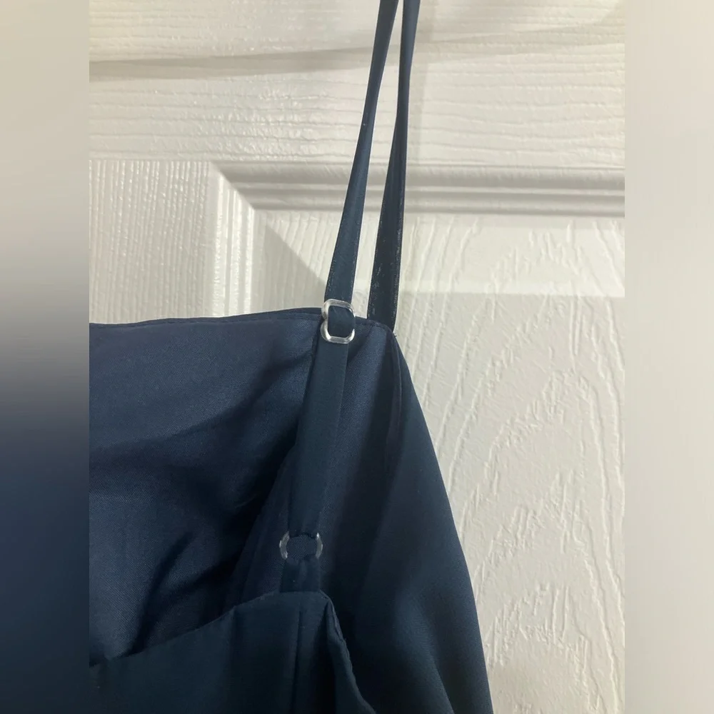 Elegant Navy Blue Evening Gown- JJ House, Size 8, Square Neck, Slit, NWT - Picture 15 of 16